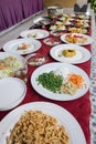 Close-up of plates of prepared ingredients for a Balinese cooking class