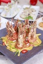 Platter of grilled shrimp