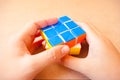 Close up play puzzle rubik cube Royalty Free Stock Photo