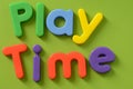 Close up of Play Time words in colorful plastic le Royalty Free Stock Photo