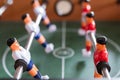 Close up player in table football soccer game Royalty Free Stock Photo