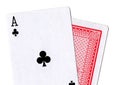 Close up of playing cards with the ace of clubs revealed. Royalty Free Stock Photo