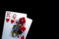 Close-up - Playing Cards And Red Gaming Dices Royalty Free Stock Photo