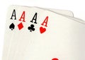 Close up of playing cards showing four aces. Royalty Free Stock Photo