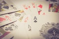 Close up of playing cards vintage