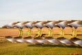 Close up of plough blades