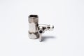 Close-up of plumbing toll for water filter system isolated on white background. Royalty Free Stock Photo