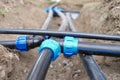 Plumbing water drainage or underground irrigation system Royalty Free Stock Photo