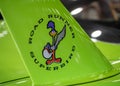 Close-up of a 1970 Plymouth Roadrunner Superbird wing, at Detroit Autorama