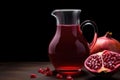 close-up of pomegranate juice on a glass pitcher