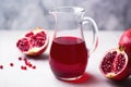 close-up of pomegranate juice on a glass pitcher