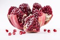 close-up pomegranate seeds, white background, Royalty Free Stock Photo