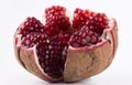 Close-up of pomegranate seeds, white background Royalty Free Stock Photo