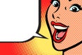 Close-up pop art woman face smile Royalty Free Stock Photo