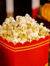 Close up of popcorn on a table Royalty Free Stock Photo