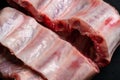 Close up`Pork ribs are on a black background Royalty Free Stock Photo