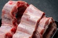 Close up`Pork ribs are on a black background Royalty Free Stock Photo