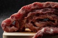 Close up`Pork ribs are on a black background Royalty Free Stock Photo