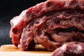 Close up`Pork ribs are on a black background Royalty Free Stock Photo