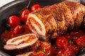 Close up of pork roast and tomatoes Royalty Free Stock Photo