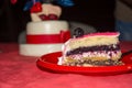 Close Up of a Portion of a Pink Covered Cake with Blackberrier a