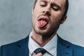 close-up portrait of addicted businessman