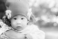 Close up portrait of adorable thai baby girl.