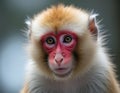 Adorable Japanese Macaque Monkey Portrait Close Up Wildlife AI generated.