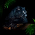 Close up portrait adult black leopard in jungle Royalty Free Stock Photo