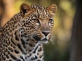 Close up portrait of African leopard