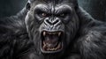 close up portrait of angry gorilla. a rare endangered species of animal, made with Generative AI