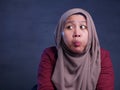 Muslim Lady Worried and Holding Breath