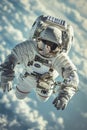 Close-up portrait of an astronaut in a helmet in outer space Royalty Free Stock Photo