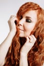 Close up portrait of young beautiful redhead girl