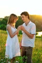 Close up portrait of attractive young couple in lo Royalty Free Stock Photo