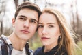 Close up portrait of attractive young couple outdoors Royalty Free Stock Photo