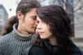 Close up portrait of attractive young couple