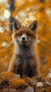 close-up portrait of a baby fox in the park enjoying a serene and natural environment