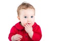 Close up portrait of baby girl with big blue eyes Royalty Free Stock Photo