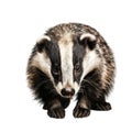 A Close-Up Portrait of a Badger with Black and White Stripes on its Face Royalty Free Stock Photo