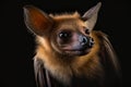 Close-up portrait of a bat on a black background. Generative AI Royalty Free Stock Photo
