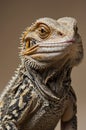 Bearded Dragon Close-Up Portrait with Detailed Scales and Spikes in Studio Light Royalty Free Stock Photo