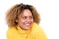 Close up beautiful african american woman smiling against isolated white background Royalty Free Stock Photo