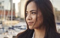 Close up portrait of beautiful attractive hispanic woman