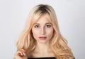 Close up portrait of a beautiful blonde girl with nice face Royalty Free Stock Photo