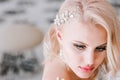 Close-up portrait of a beautiful bride blond woman. Royalty Free Stock Photo