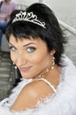 Close-up portrait of beautiful bride with crown Royalty Free Stock Photo