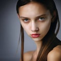 Close-up portrait of beautiful Caucasian teenage girl