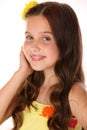 Close-up portrait of a beautiful happy young teenage girl with chic long hair Royalty Free Stock Photo
