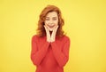 Portrait of beautiful cheerful redhead girl curly hair smiling laughing looking at camera Royalty Free Stock Photo